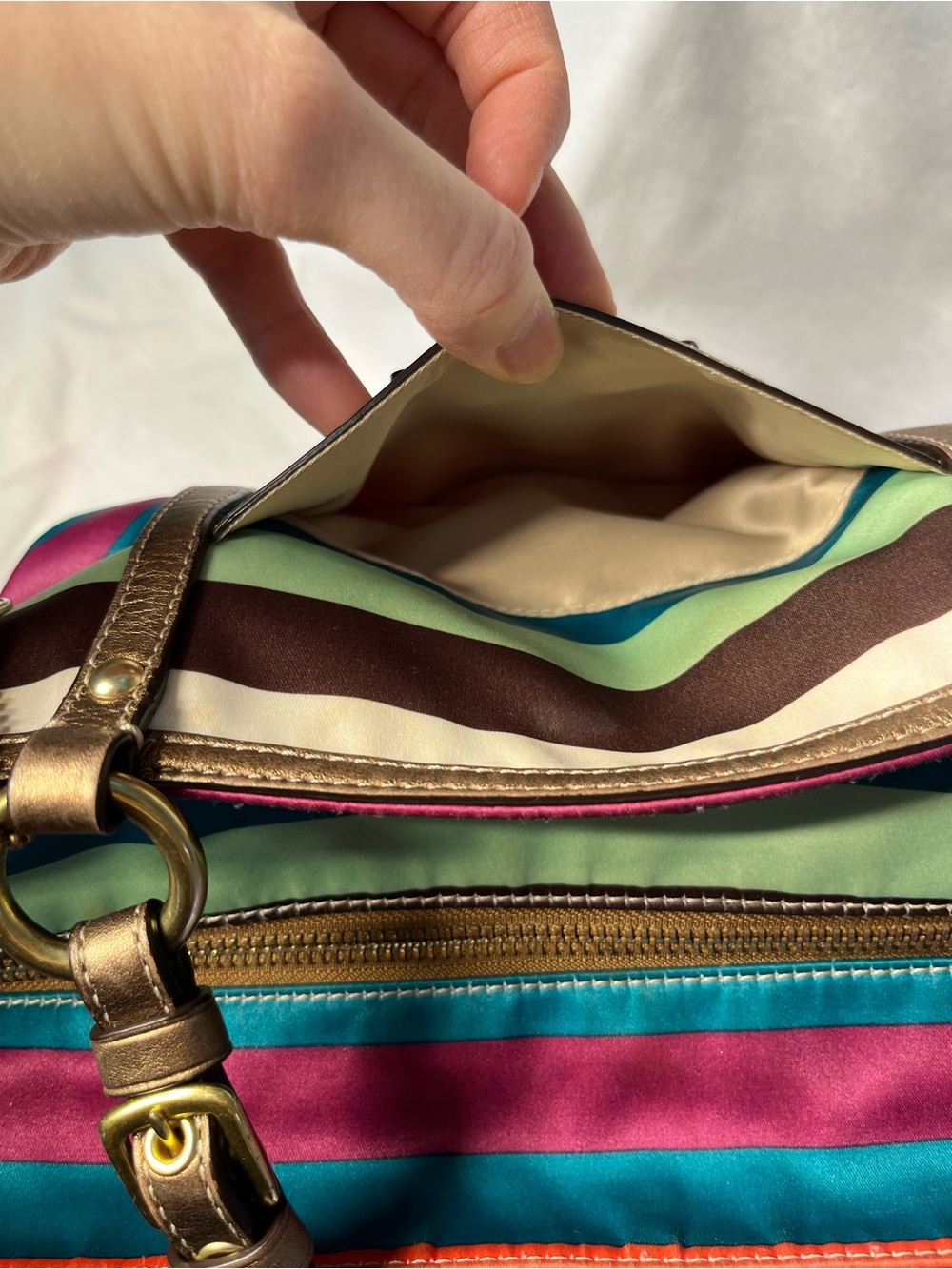 Coach Legacy Striped Sateen Tote - Picture 12 of 17